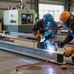 Collaborative work at a commercial steel company focusing on custom steel structure fabrication.