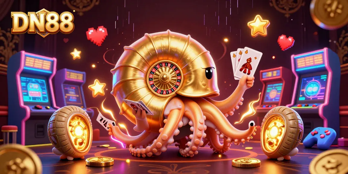 Experience thrilling gaming at DN88 featuring a dazzling nautilus roulette wheel and vibrant casino elements.
