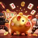S8tv presents a vibrant casino illustration featuring a golden piggy bank sumo wrestler in action.