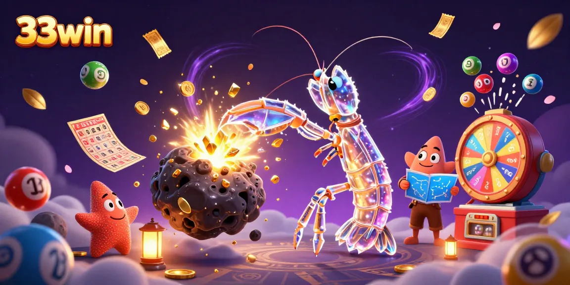 Engage with thrilling gameplay at 33win with exciting lottery and bingo elements, showcasing vibrant casino graphics.