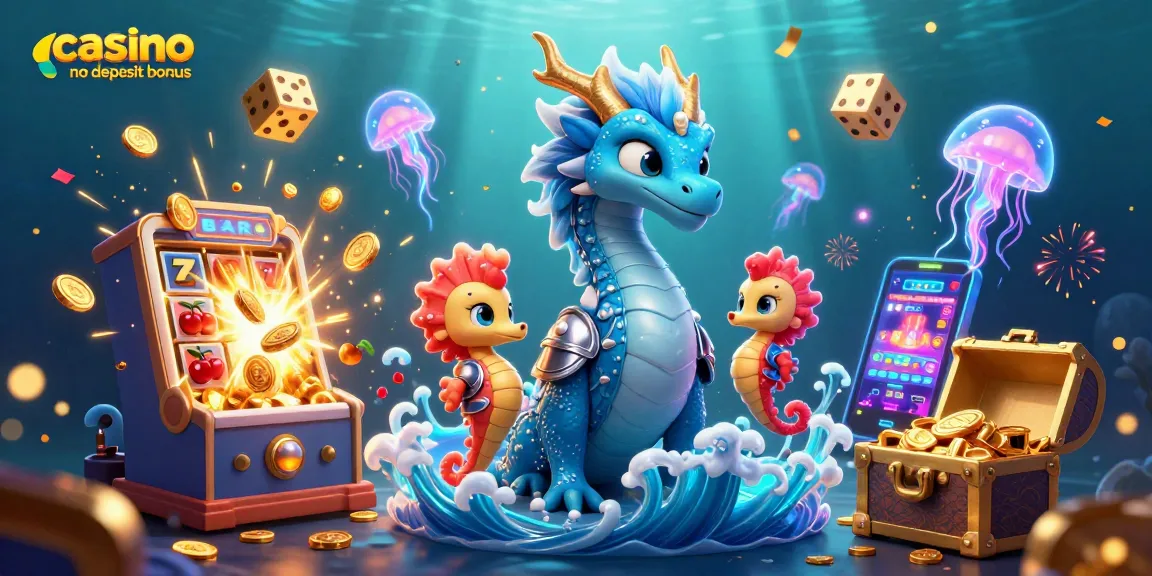 Experience the thrill of gaming with a vibrant casino no deposit bonus scene featuring magical creatures and slot machines.
